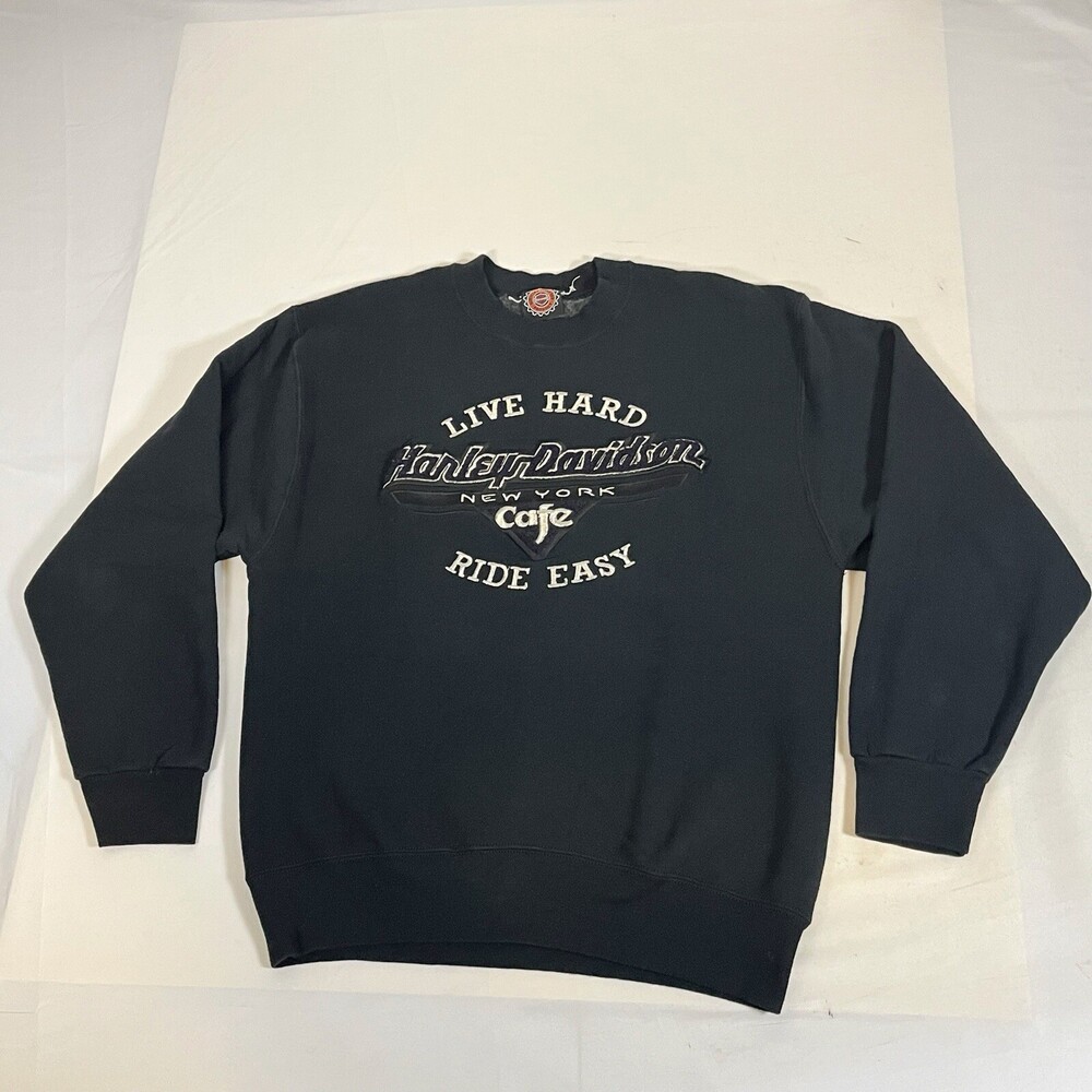 Vintage Harley Davidson Cafe Sweatshirt New York NYC Sweater 90s Motorcycles USA
